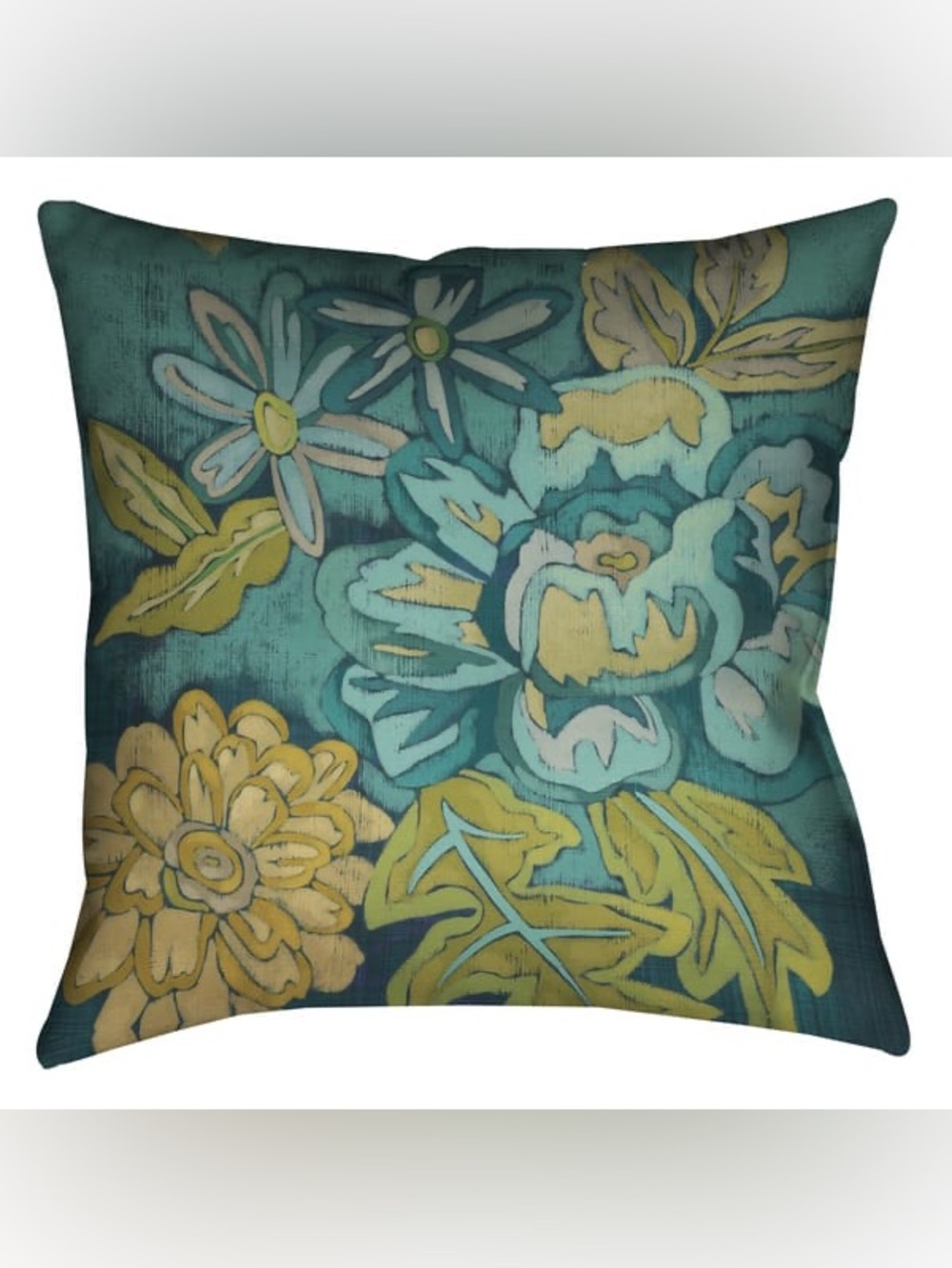 TWO Laural Home Teal Florals II Decorative 18-inch Pillow SET OF 2